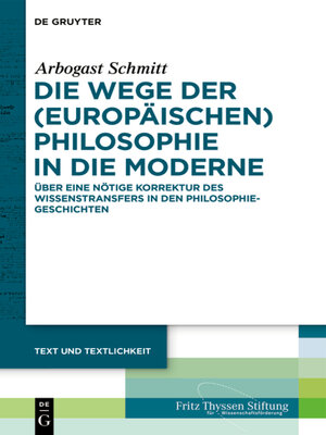 cover image of Die Wege der (europäischen) Philosophie in die Moderne